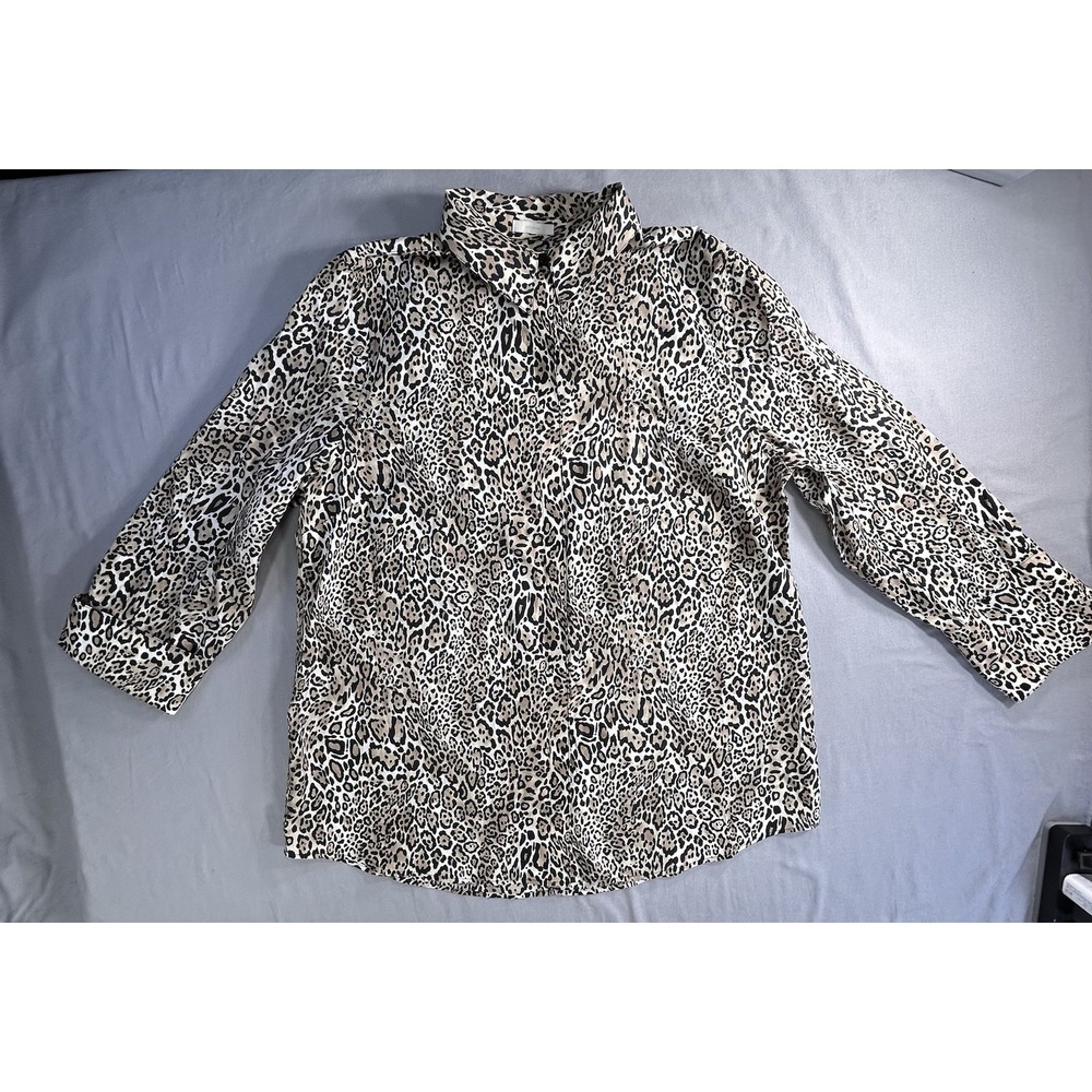 Chicos Animal Print‎ 3/4" Sleeve Women's Blouse Size 3/XL